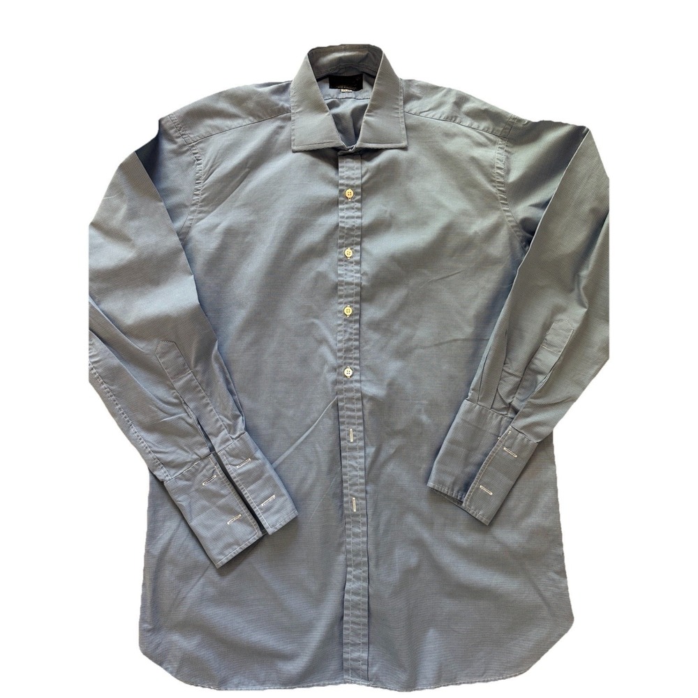 New & Lingwood Jermyn St London Men's 17.5 44 Blue Cotton Button Down